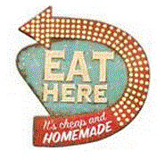 16X15" WALL SIGN EAT HERE RETRO